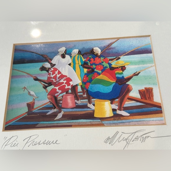 Original Art Signed WILLIAM CANTWELL Bahama Caribbean Woman “Pier Pressure